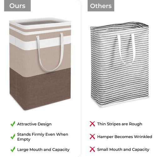 HomeHacks 2-Pack Large Laundry Basket, Waterproof, Freestanding Laundry Hamper, Collapsible Tall Clothes Hamper with Extended Handles for Clothes Toys in the Dorm and Family (Brown, 88L)