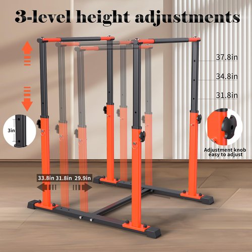 Dip Bar Station Functional Fitness Workout Dip bar 3 Level Adjustable Height Dip Stand 400lbs Heave Duty Dip Station for Full Body Workout Fitness