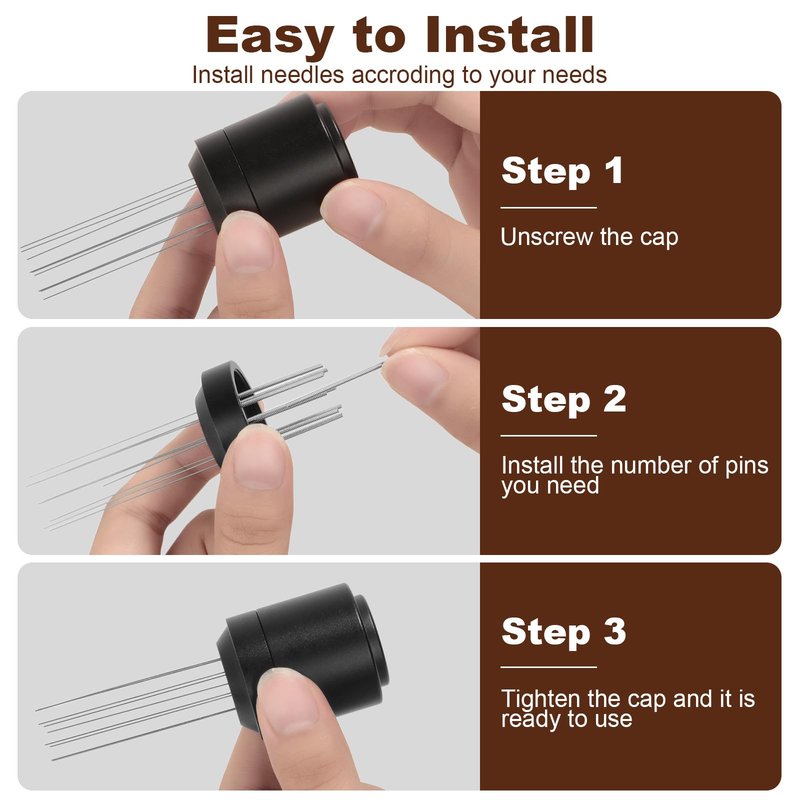 TIVERAIN WDT Espresso Distribution Tools Espresso Stirrer Tool WDT Coffee Distributor for Barista Espresso Machine Accessories 9*0.35mm Espresso Grounds Stirrer with Extra 9 Replaceable Needles,Black