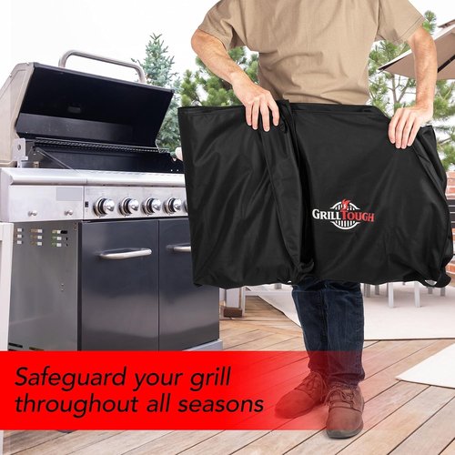 GrillTough Heavy Duty BBQ Grill Cover - Waterproof & UV Resistant | 30 Inch Black Gas Grill Cover
