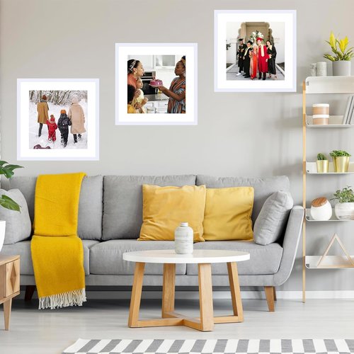 JCJMY 22x22 Picture Frame - White Wall Display with 18x18 Mat & Shatter-Resistant Plexiglass
