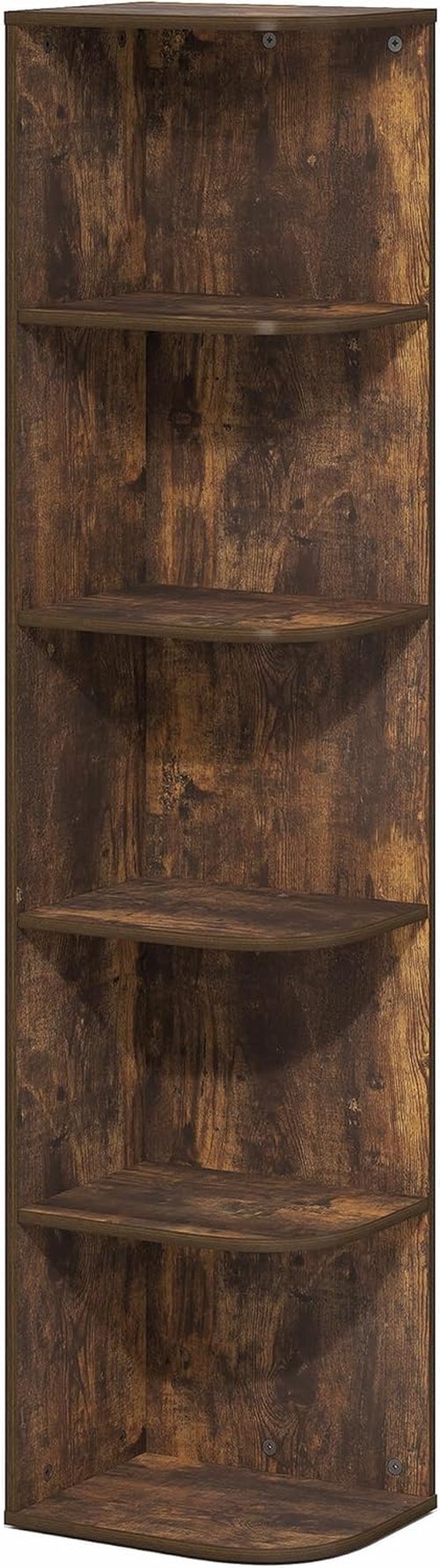 Furinno PASIR 5-Tier Corner Bookshelf - Open Design for Organization & Storage | Amber Pine, 9.3 x 12 x 51.7