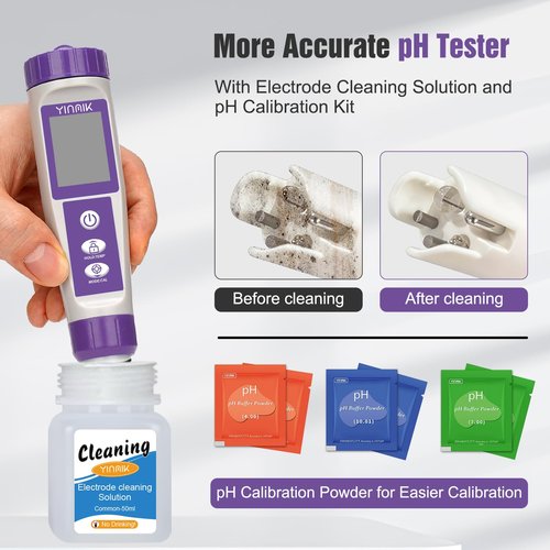 Hydrogen Water Tester, TDS Meter Digital Water Tester, ORP Meter for Drinking Water, YINMIK 6 in 1 pH Meter for Kombucha, PPM pH EC Tester for Hydroponic, H2 Meter for Hydrogen Water Tablet