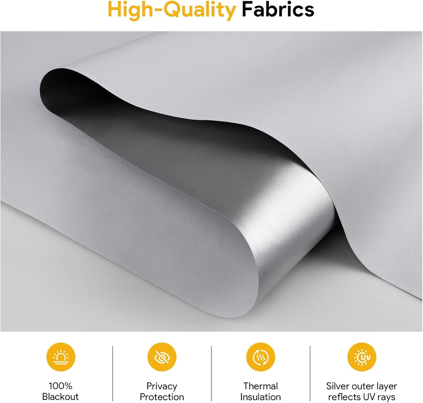 Sunfree Blackout Roller Shades Window Shades Cordless Blackout Window Blinds with Thermal Insulated for Bedroom,Office,48" W x 72" H,White