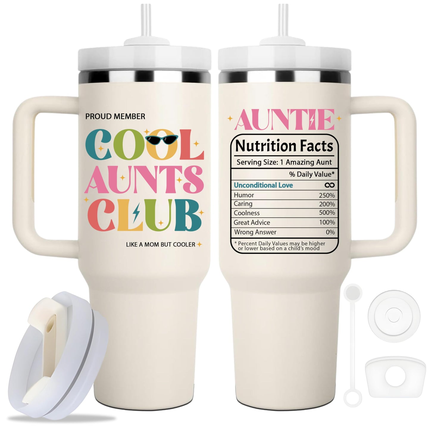 ZUNEZX Cool Aunt Club Tumbler 40oz - Promoted To Aunt Gift Idea - Auntie Christmas Gift From Nephew Niece - Best Aunt Ever Present - Cool For New Auntie Gift, Bonus Aunt - Mother Day Birthday Gifts