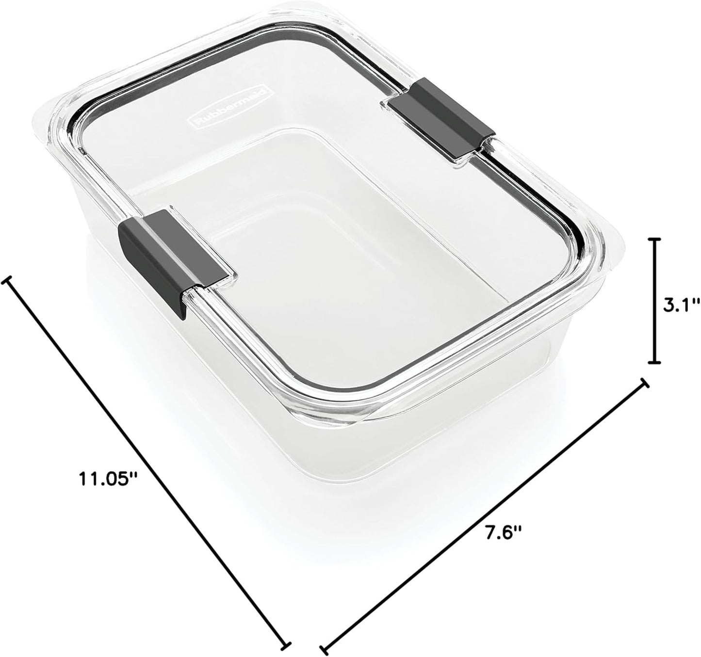 Rubbermaid Brilliance Large Food Storage Container - 9.6 Cup, BPA-Free, Leak-Proof & Clear