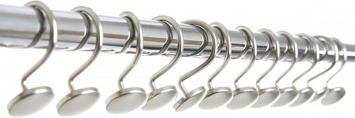 BINO Shower Curtain Hooks - Rust-Proof Brushed Nickel Set of 12 | Durable Bathroom Essentials