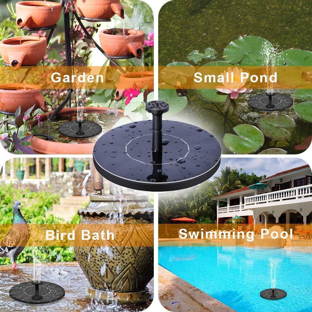 Skiennix Solar Fountain Pump - Upgraded 1.5W Mini Solar Powered Water Feature for Bird Baths, Gardens & Ponds