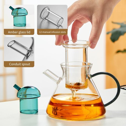 Glass Teapot Set, Glass Teapot Set With 2 Glass Cups, Tea Pots For Tea Party,Glass Tea Kettle Stovetop, Borosilicate Tea Pot With Infusers For Loose Tea, Tea Infuser Pot, Tea Maker.