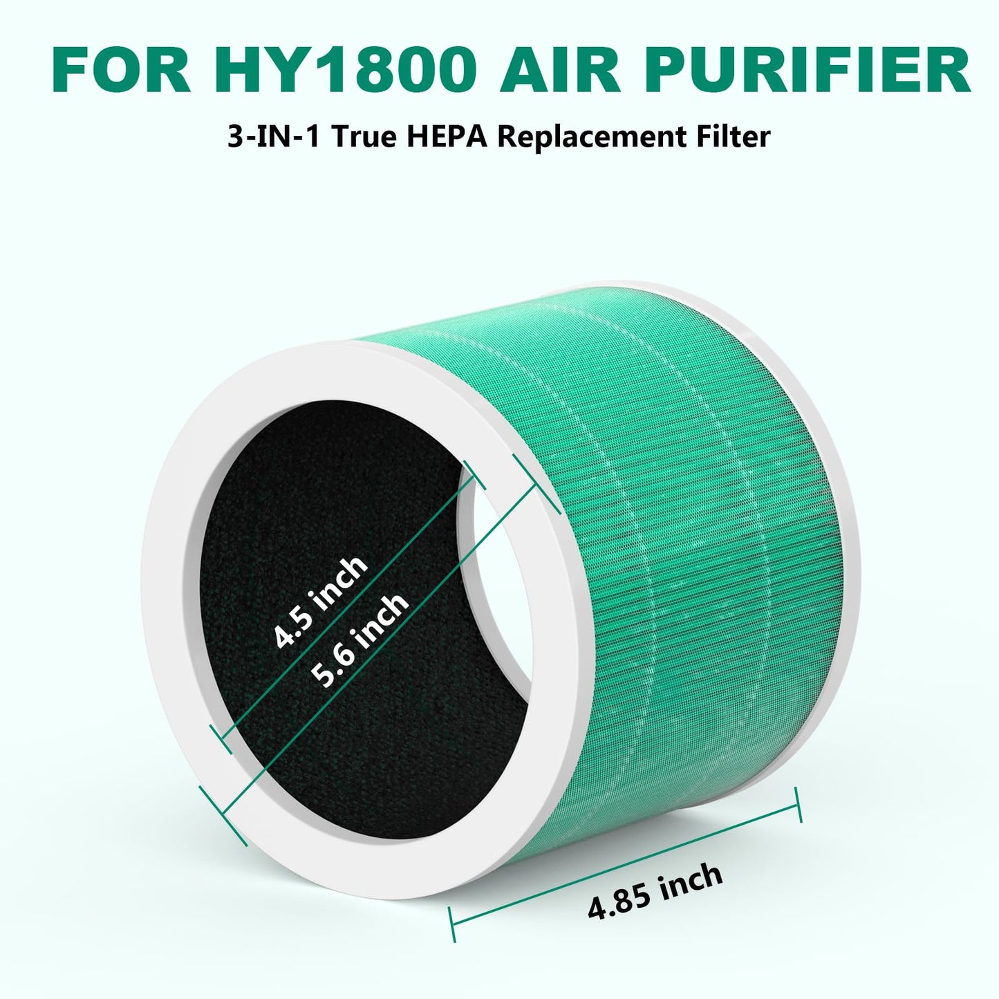 4 Pack HY1800 H13 True HEPA Replacement Filter (with Extra 8-Pieces Aroma Pad) Compatible with MORENTO/CHIVALZ/Loytio/AYAFATO/IOIOW HY1800 Purifier, 3-in-1 Filtration System
