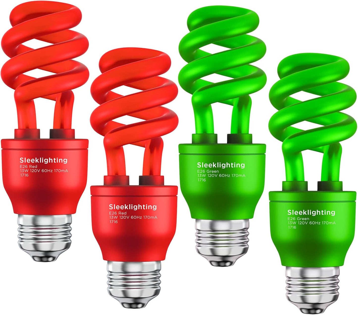 13W Orange Spiral CFL Light Bulb - UL Approved, E26 Medium Base, Pack of 4