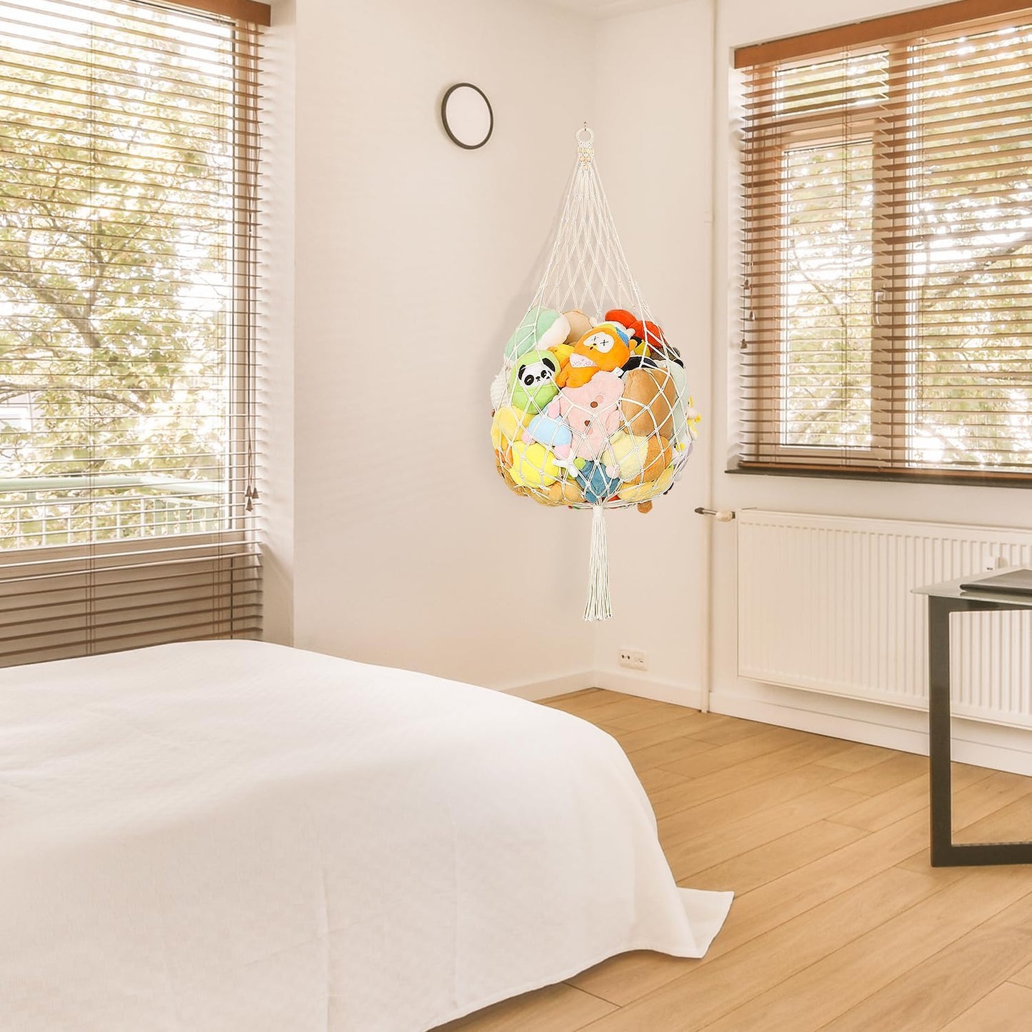 Skiennix Stuffed Animal Storage Hammock - Large Plushie Net Organizer for Kids' Room Decor | Corner Wall Holder