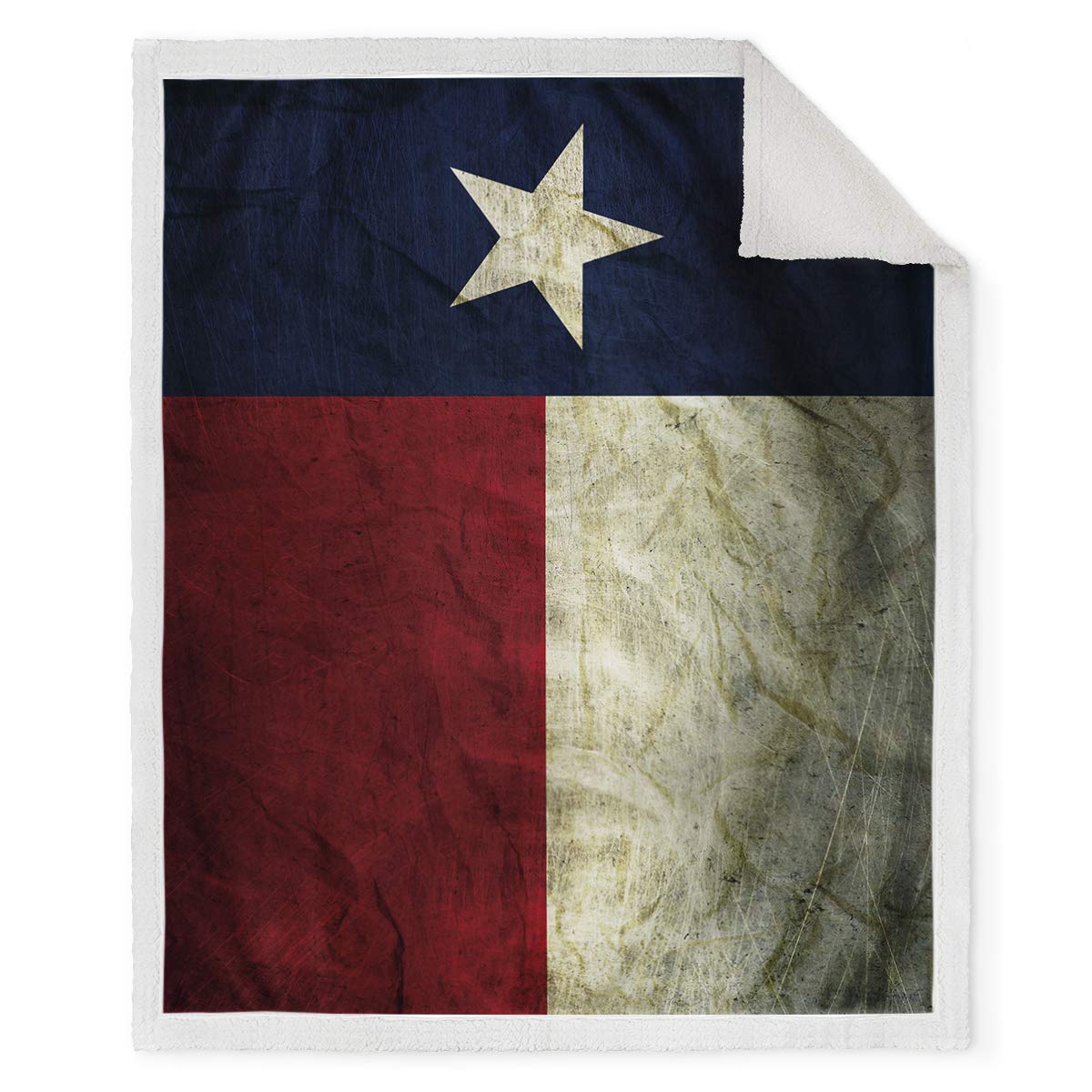 Jekeno Texas Flag Throw Sherpa Blanket Vintage Comfort Warmth Sherpa Blanket for Couch Bed Chair Office Sofa 50"x60"