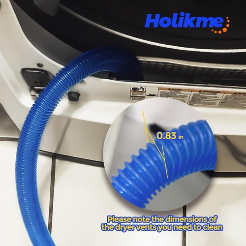 Holikme Dryer Vent Cleaner Kit - 2 Pieces with Vacuum Attachment & Flexible Brush | Dark Blue