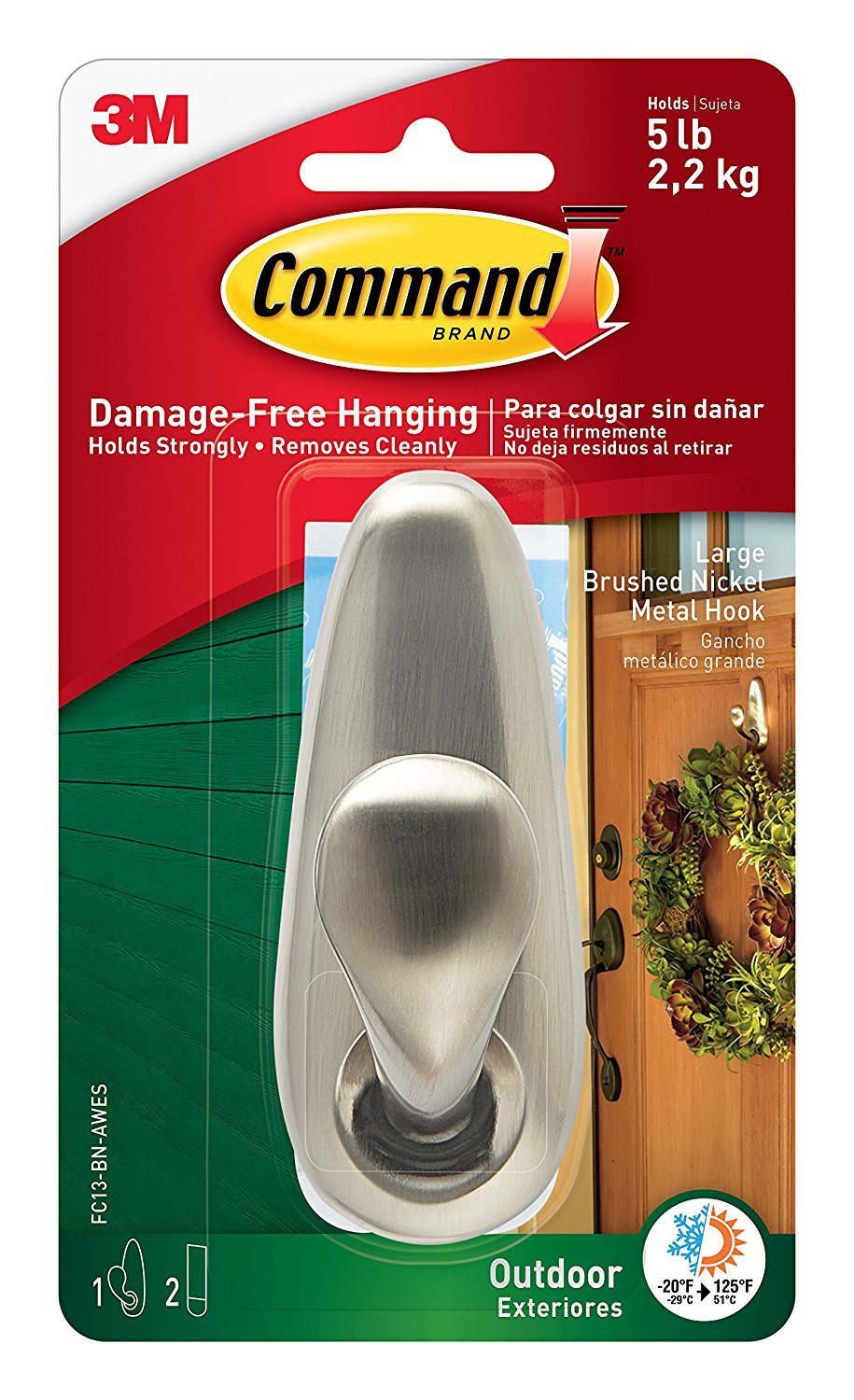 Command Outdoor Forever Classic Metal Hook, Large, 5-Pound Capacity
