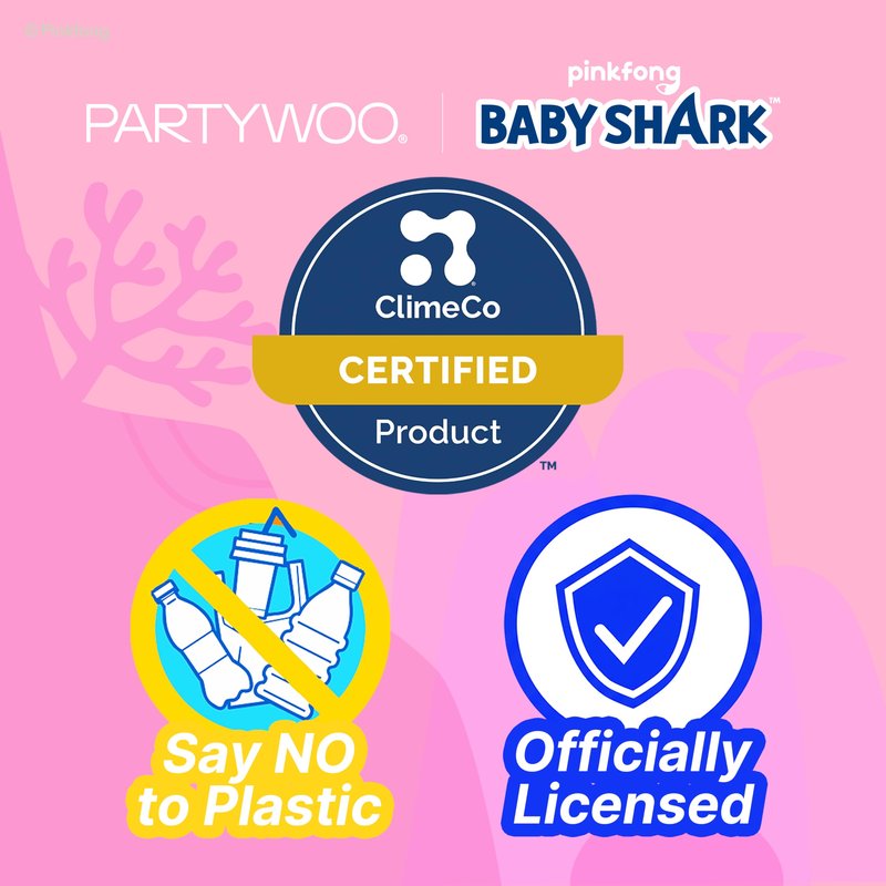 PartyWoo Baby Shark Family Foil Balloons 37pcs Baby Shark Family Pink Round Star Mylar Happy Birthday Letter Balloons for Boys and Girls Under the Sea Kids Birthday Party Decorations