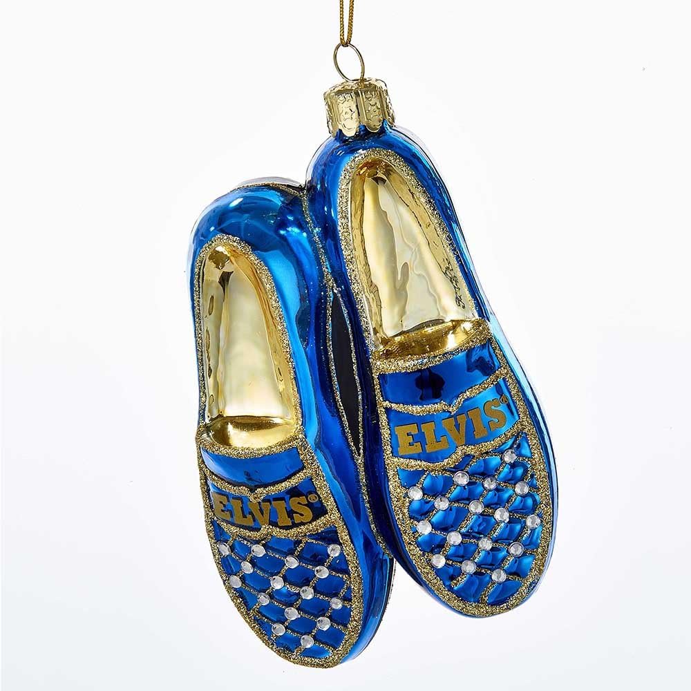 Elvis Presley Blue Suede Shoes Glass Ornament - 5-Inch Kurt Adler Collectible