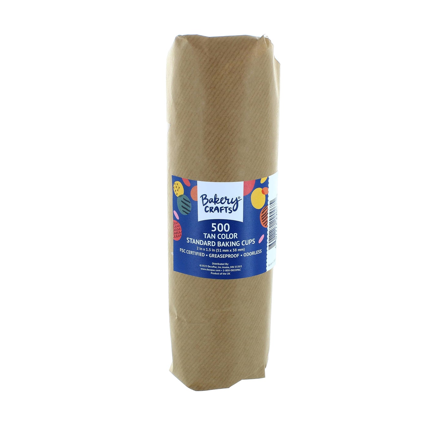 Bakery Crafts Natural Brown Baking Cups - 500-2" Cupcake Cases, Greaseproof Paper Liners for Muffins and Cupcakes, Bulk Pack of 500