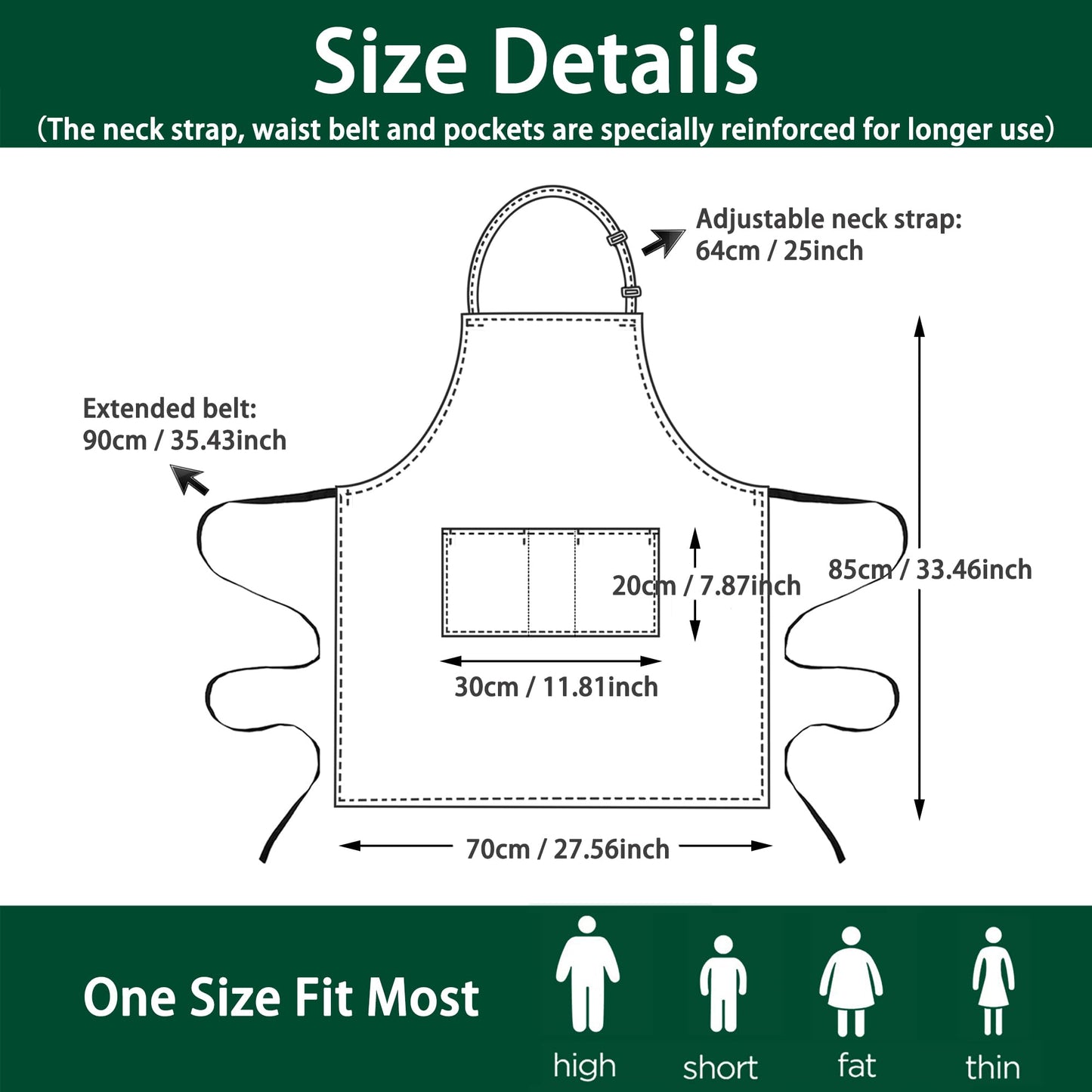 umboom 5 Pack Black Chef Apron, Servers Large Apron, Kitchen Bib Apron for Women Men, Professional Work Apron for Cooking Dishwashing Catering Painting Gardening (Adjustable, 3 Pockets, XL)