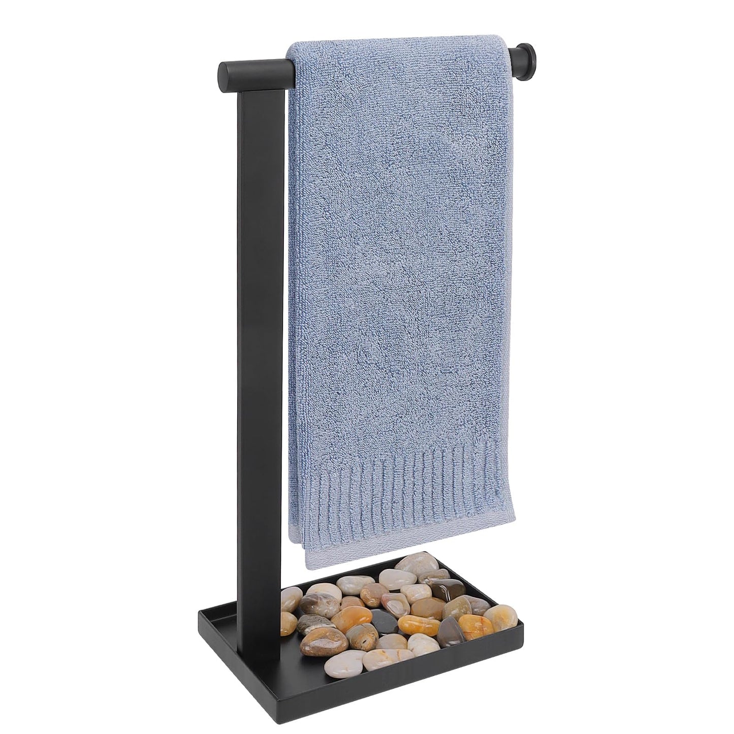 Siyzda Hand Towel Holder Stand for Bathroom, L- Shaped Freestanding Hand Towel Rack, Towel Bar Kitchen Vanity Countertop Organizer, SUS304 Stainless Steel Material (Metal, Matte Black)