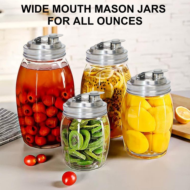 2 Pack Wide Mouth Mason Jar Stainless Steel Pour Spout Lid, Reusable Mason Jar Lids, for 86MM Ball Wide Mouth Mason Jars, Leak Proof Seal, for Drinking Salad Dressing & Food Storing