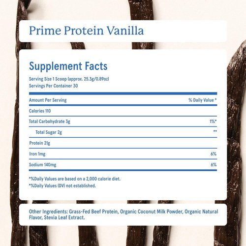 Equip Foods Prime Protein Powder - Clean Grass Fed Beef Protein Isolate | Paleo & Keto Friendly | 30 Servings, Vanilla