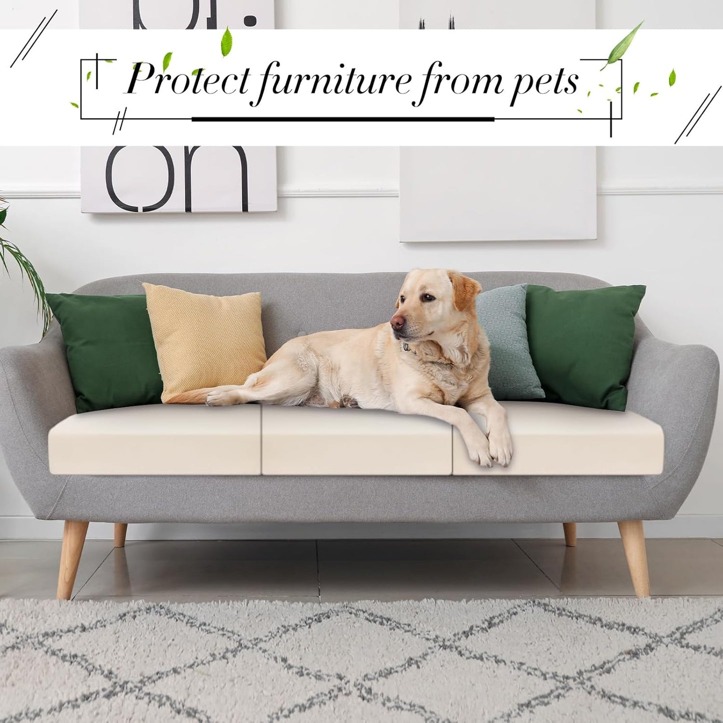 Newwiee Stretch Patio Cushion Covers - Set of 4 Washable Slipcovers for Sofa & Chairs | Beige