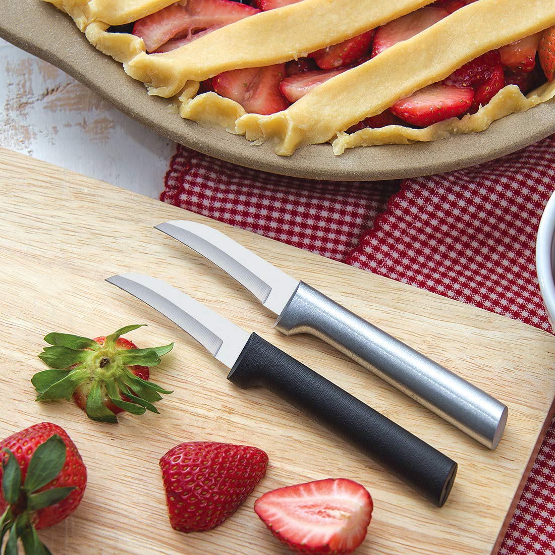 Rada Cutlery Granny Paring Knife (W200), 2.38" Stainless Steel Serrated Blade, Black Handle, Pack of 2