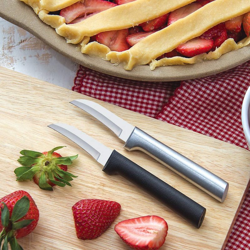 Rada Cutlery Granny Paring Knife (W200), 2.38" Stainless Steel Serrated Blade, Black Handle, Pack of 2
