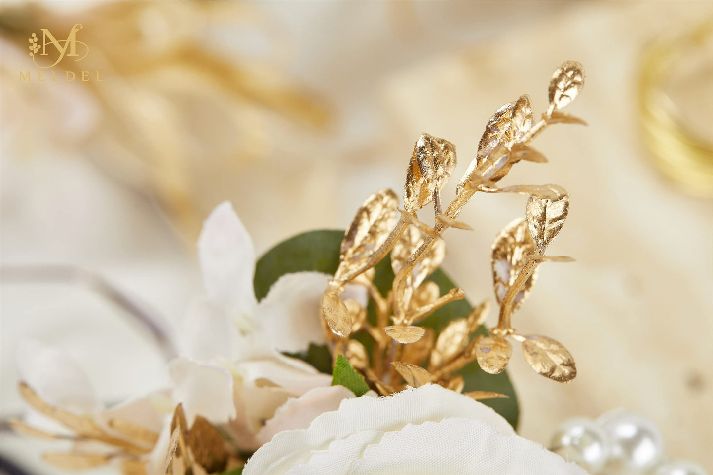 Meldel Rose Wrist Corsage for Girls Women Bride Bridesmaid, Set of 6, Champagne Hand Flower Wedding Artificial Flowers Accessories for Prom Party