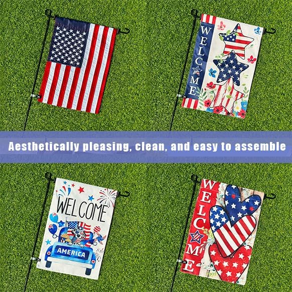 Skiennix Garden Flag Stand - Premium Steel Holder for 12 x 18 Flags | Durable Powder-Coated Design