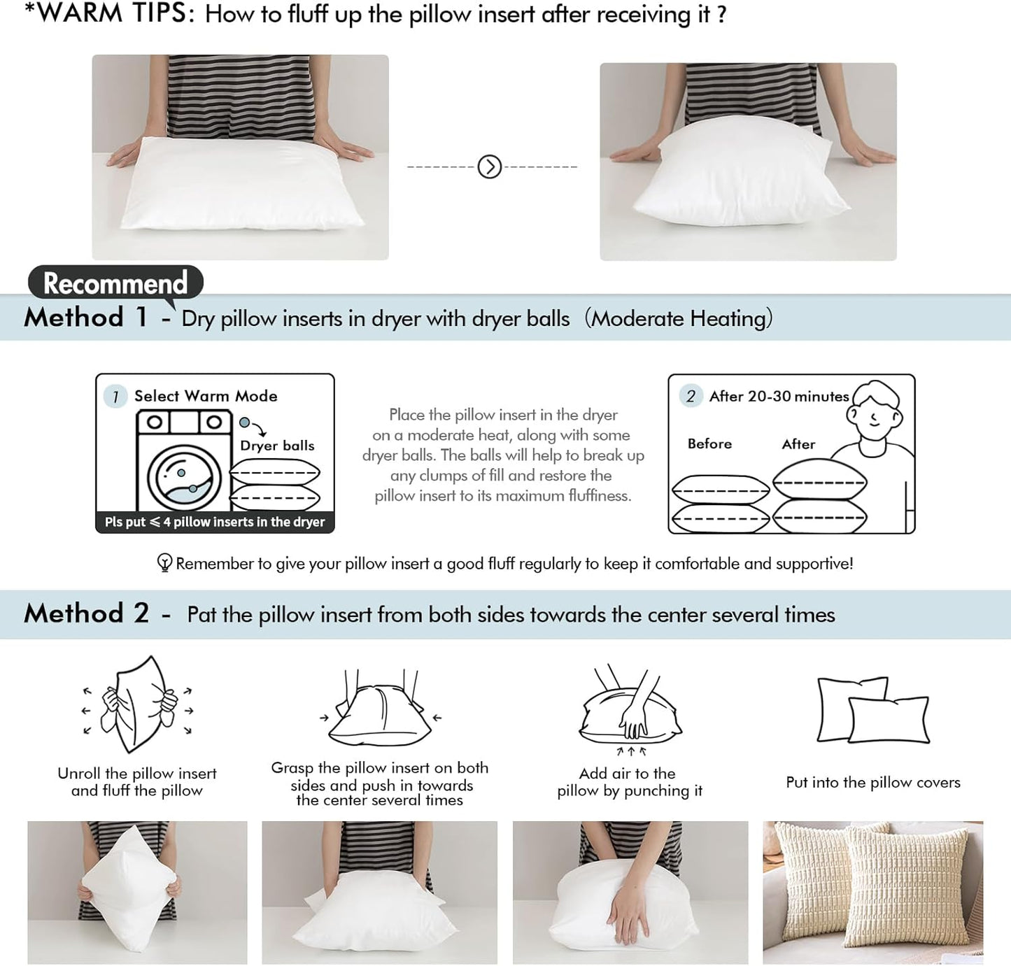 MIULEE Waterproof Outdoor Pillow Inserts - Pack of 2 | 12x20 Inch Decorative Lumbar Pillows for Patio & Sofa