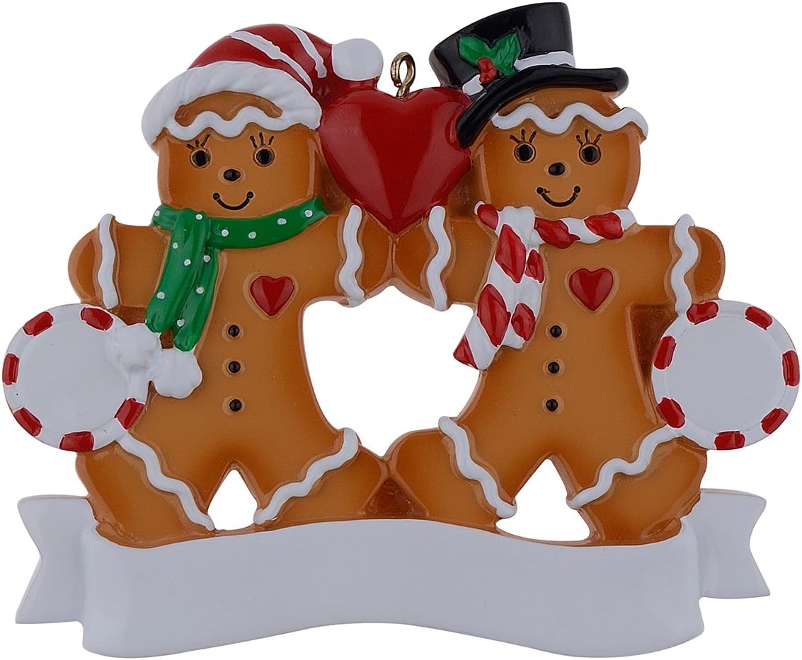 Personalized Gingerbread Couple Christmas Ornament - Family of 2 Keepsake Gift