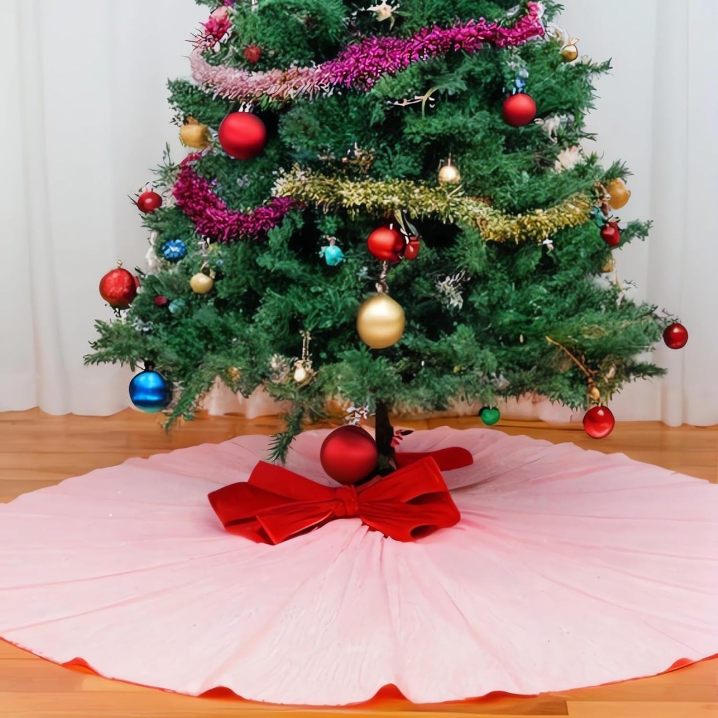 48-Inch Silver Sequin Christmas Tree Skirt - Reusable Holiday Decor for Festive Parties