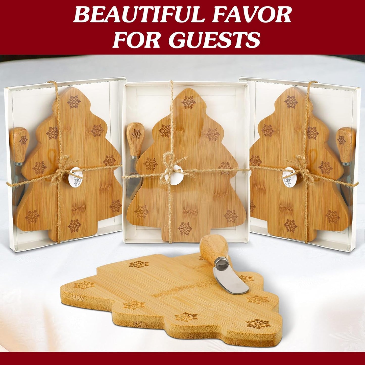 Kigley 6 Pcs Christmas Tree Cutting Board,Christmas Tree Charcuterie Board for kitchen,Christmas Tree Shaped Wood Cutting Board,Christmas Wooden Serving Tray,Christmas Decoration Charcuterie Boards