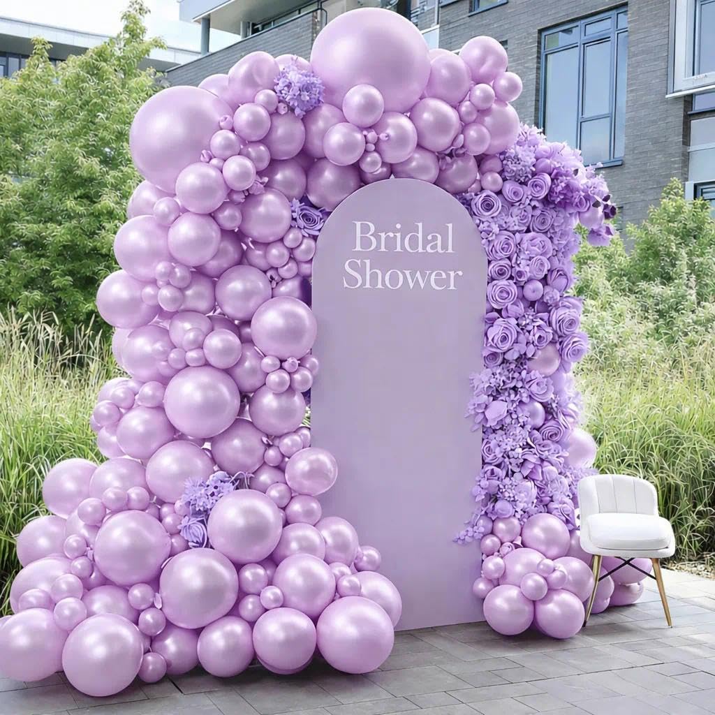 Skiennix Pearl Purple Balloons - Double Stuffed Light Lavender & Lilac for Birthday & Baby Shower Decor | 18/12/5in Sizes