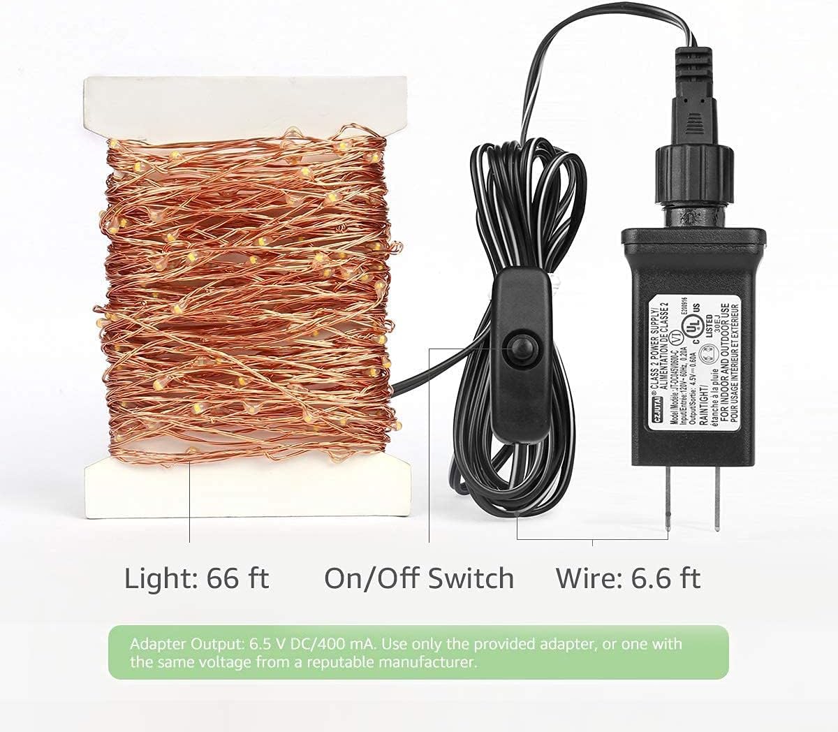 200 LED Fairy String Lights - 66 ft Warm White Waterproof Copper Wire for Indoor & Outdoor Decor