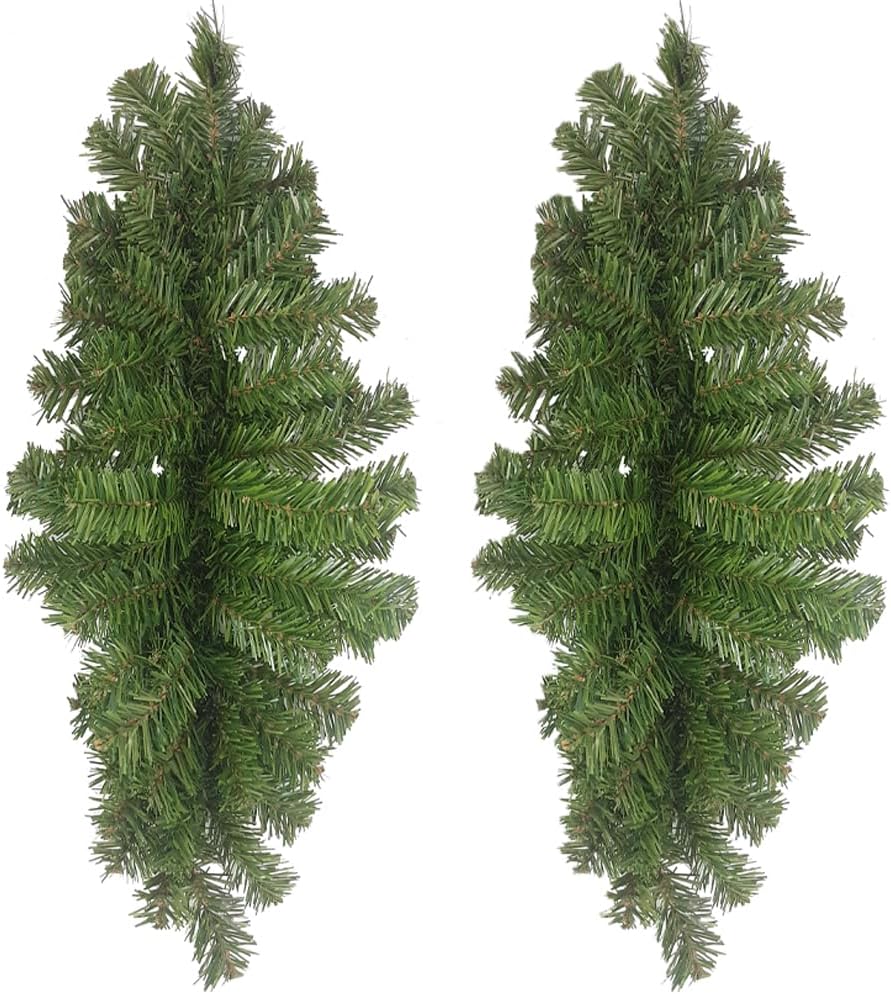 Faux Christmas Swag with Pine Cones - 32" Holiday Door Decor for Indoor/Outdoor Use