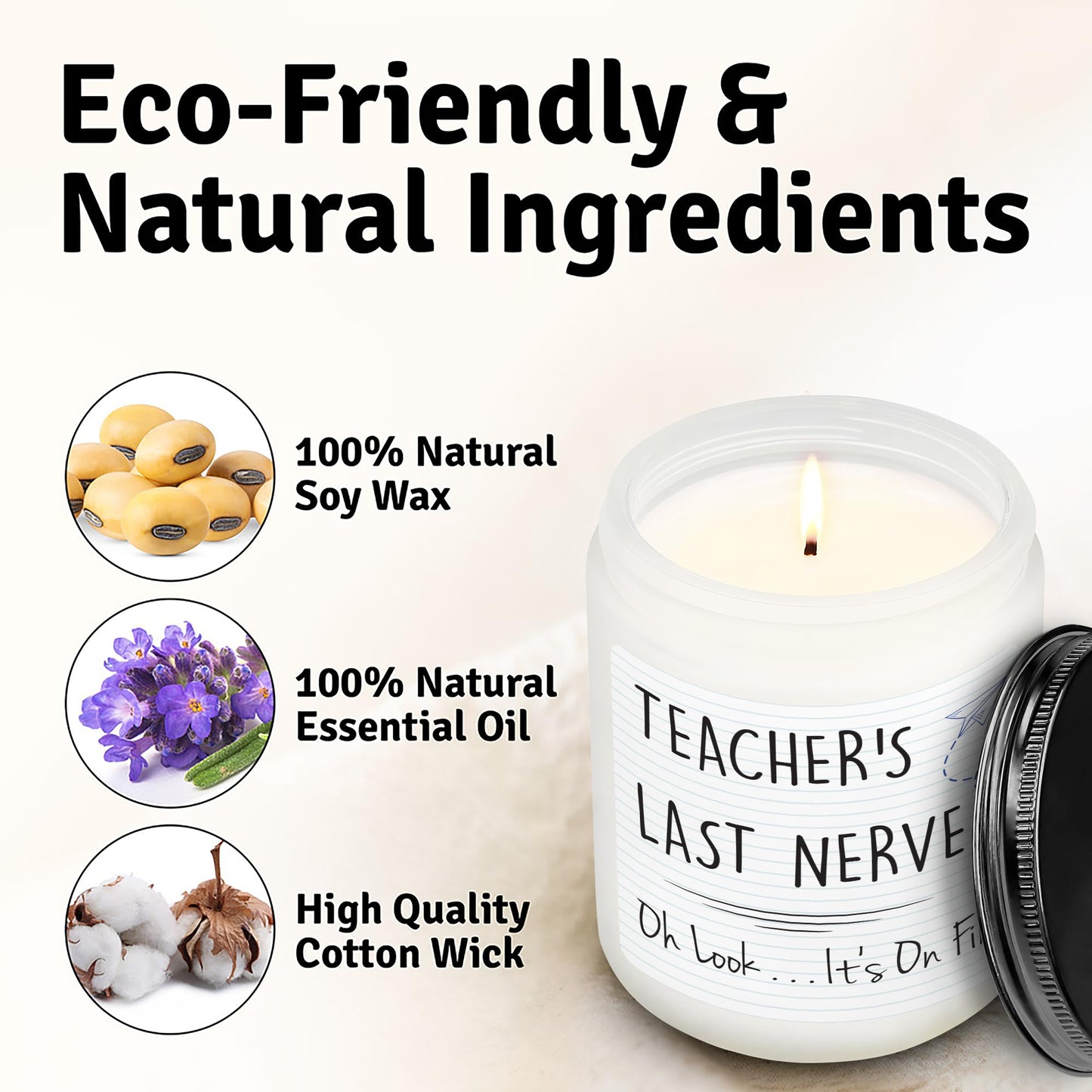 Teacher Appreciation Gifts, Teacher Gifts for Women, Teacher Christmas Gifts, Thank You Gifts from Students, Gifts for Teachers, 7 OZ Soy Wax Lavender Jar Candles