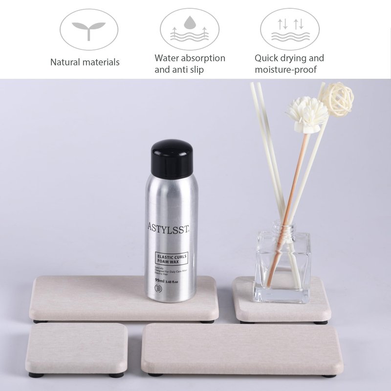 NiuYichee Set of 4 Water Absorbent Diatomite Coasters, Diatomaceous Earth Kitchen Soap Dish, Bathroom Trays, Water Absorbing Stone Used for Hand Soaps & Plants & Toiletries in The Modern Home
