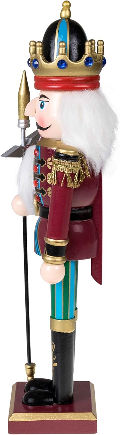 Red Prince 12-Inch Wooden Nutcracker - Festive Christmas Décor for Shelves & Tables