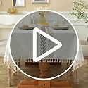 Pahajim Rectangle Tablecloth Cotton Linen Table Cloth with Embroidery