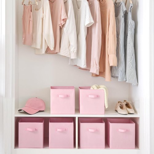 Cupic Cupid Storage Cubes - 11x11 Collapsible Bins with Handles | 6 Pack for Clothes & Toys, Pink