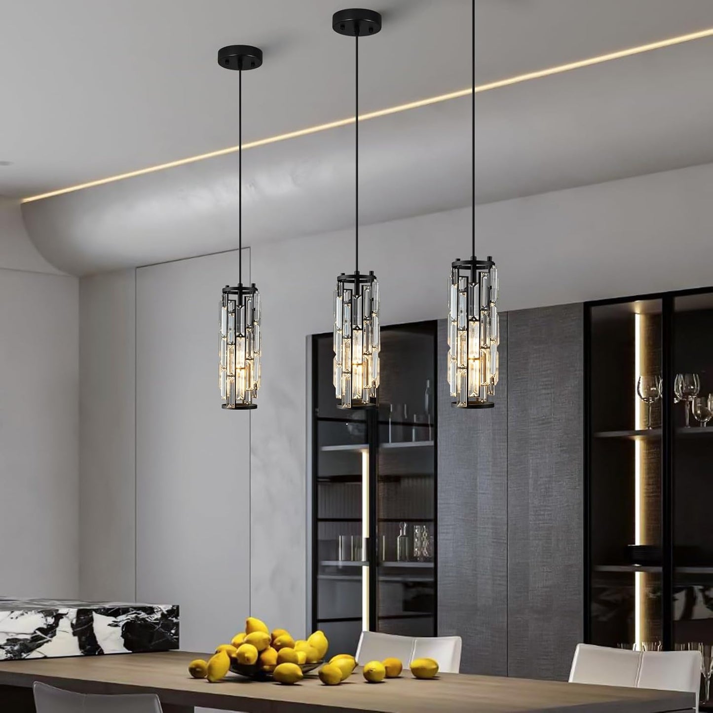 Pendant Lights Modern Pendant Lights Kitchen Island Gold Pendant Light Fixture Mini Crystal Chandelier Lighting for Kitchen Island Dinning Room Bedroom Sink (Gold 3-Light)