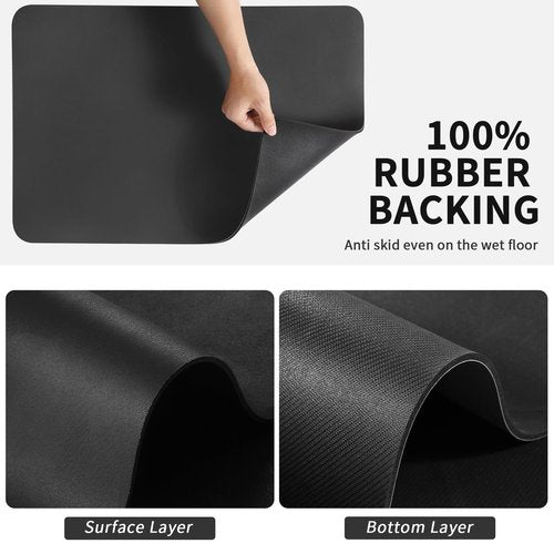 HotLive Dish Drying Mat for Kitchen Counter, Heat Resistant Drainer Mats with Non-slip Rubber Backed, Hide Stain Kitchen Super Absorbent Draining Mat, Easy to Clean Dish Rack Pad, Black 18"x24"