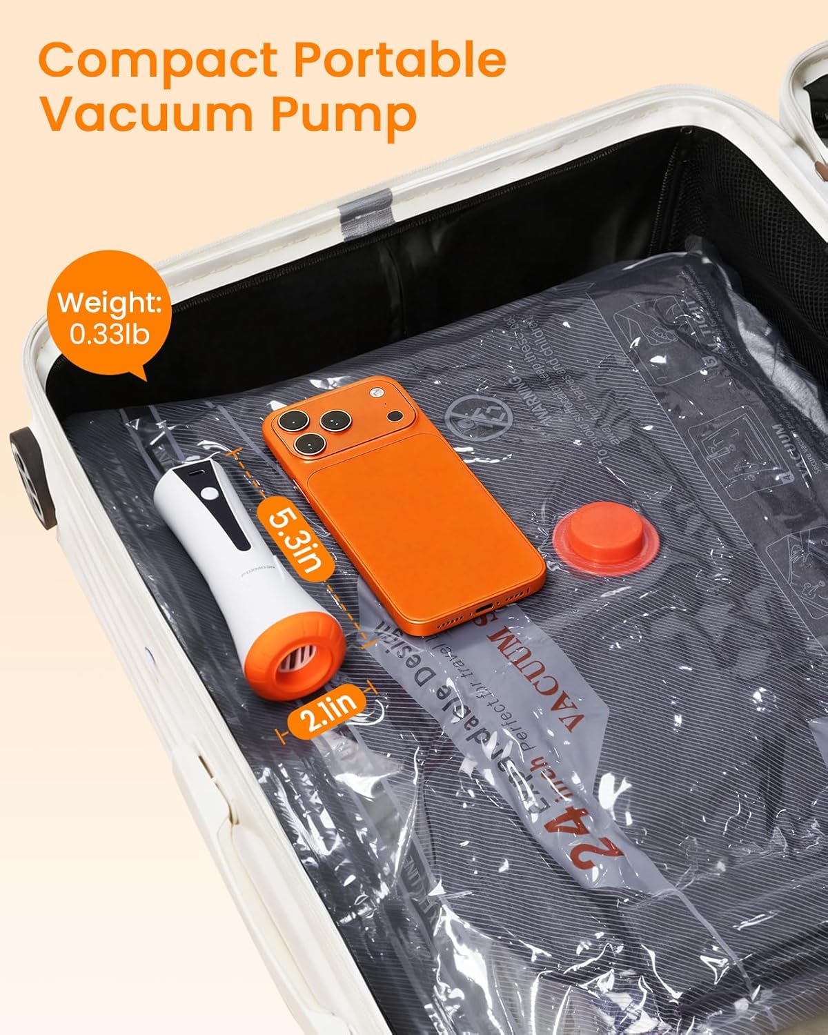 Skiennix Vacuum Seal Bags - 15 Pack Compression Space Saver Bags with Rechargeable Cordless Pump for Travel and Storage