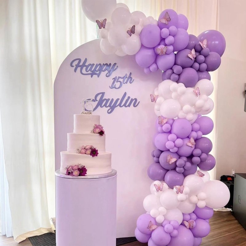 Purple Balloons, 55 PCS 12 Inch Lavender purple White Balloons, Metallic Purple Confetti Balloon Pearl Purple Balloon for Girl Women Baby Shower Birthday Wedding Anniversary Party Decorations