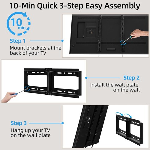 HOME VISION Heavy Duty TV Wall Mount - Fits 32-86 Inch Flat Screens, Max VESA 600x400mm, Up to 165lbs