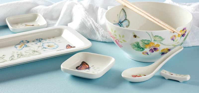 Lenox Butterfly Meadow Bowl & Chopsticks, 1.65 LB, Multi