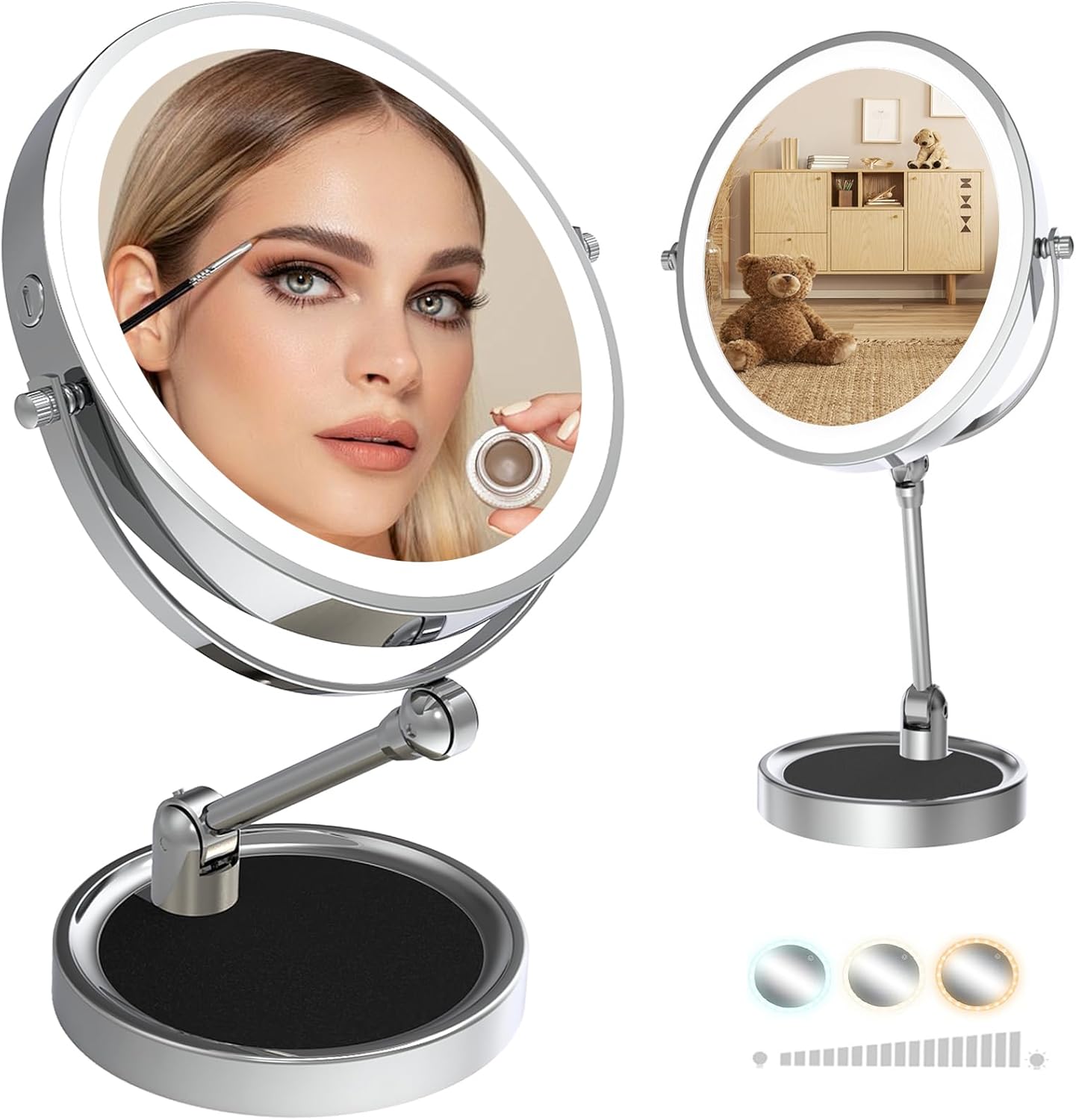 Tabletop Standing Makeup Mirror with Adjustable Height, 8Inch Mirror